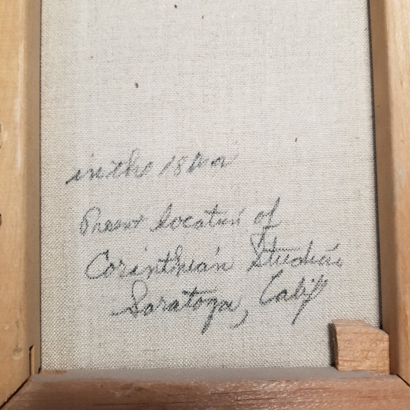 Original Oil Painting On Canvas Church Scene 1966 Signed Handcrafted Frame Vtg - Picture 12 of 16